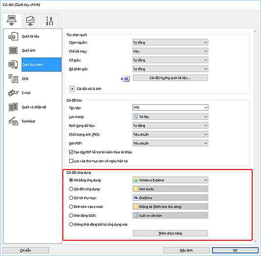 hình: Hộp thoại Cài đặt